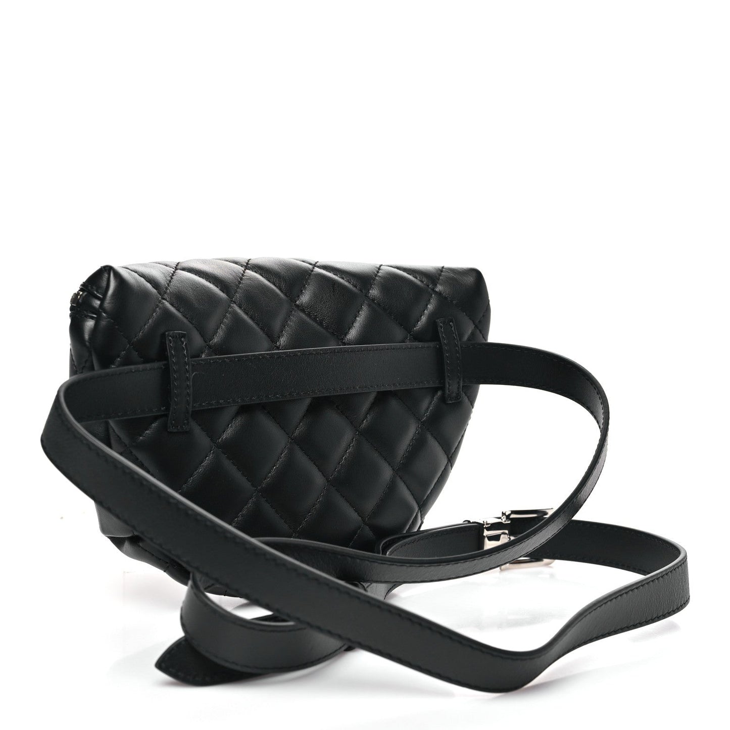 Calfskin Quilted Waist Belt Bag Black