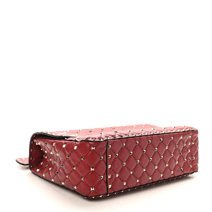 Nappa Large Rockstud Spike Shoulder Bag Rubino