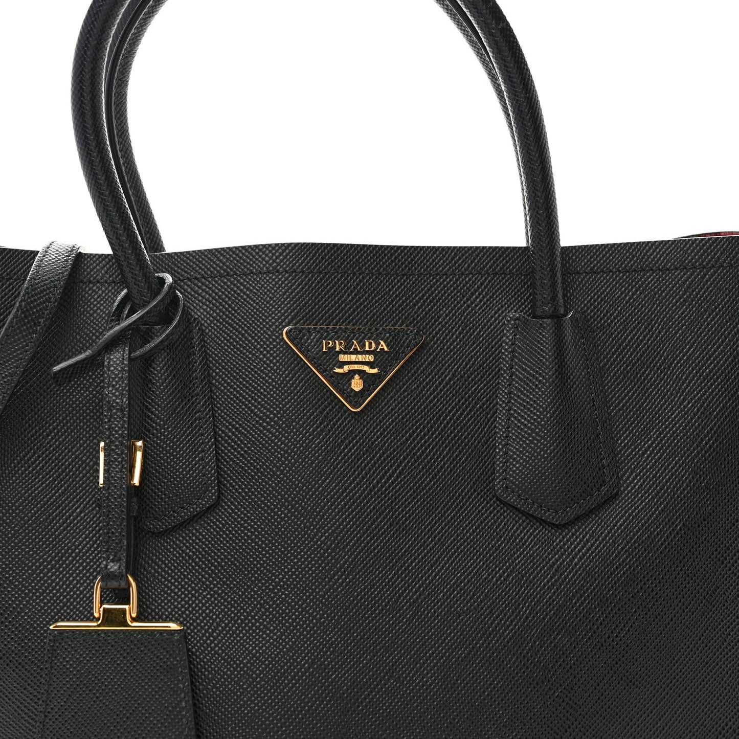 Saffiano Cuir Medium Double Bag Black Fuoco