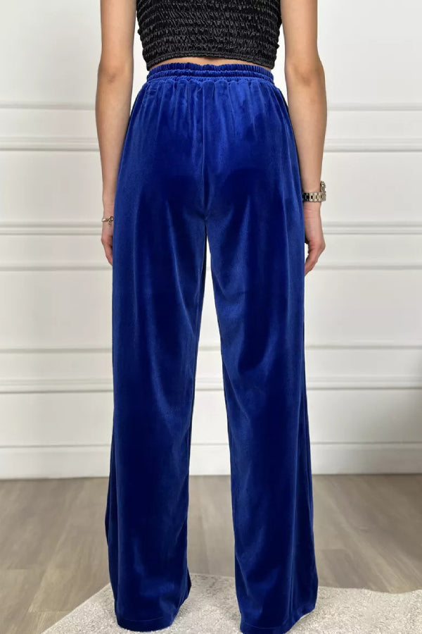 Pantalones anchos de terciopelo dorado Pantalones rectos de terciopelo