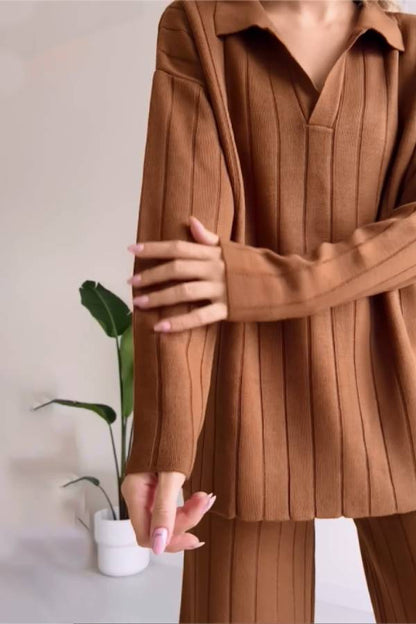 Conjunto de dos piezas de suéter jacquard con rayas Pit Stripe