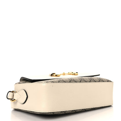 GG Supreme Monogram Small Horsebit 1955 Shoulder Bag Beige Mystic White