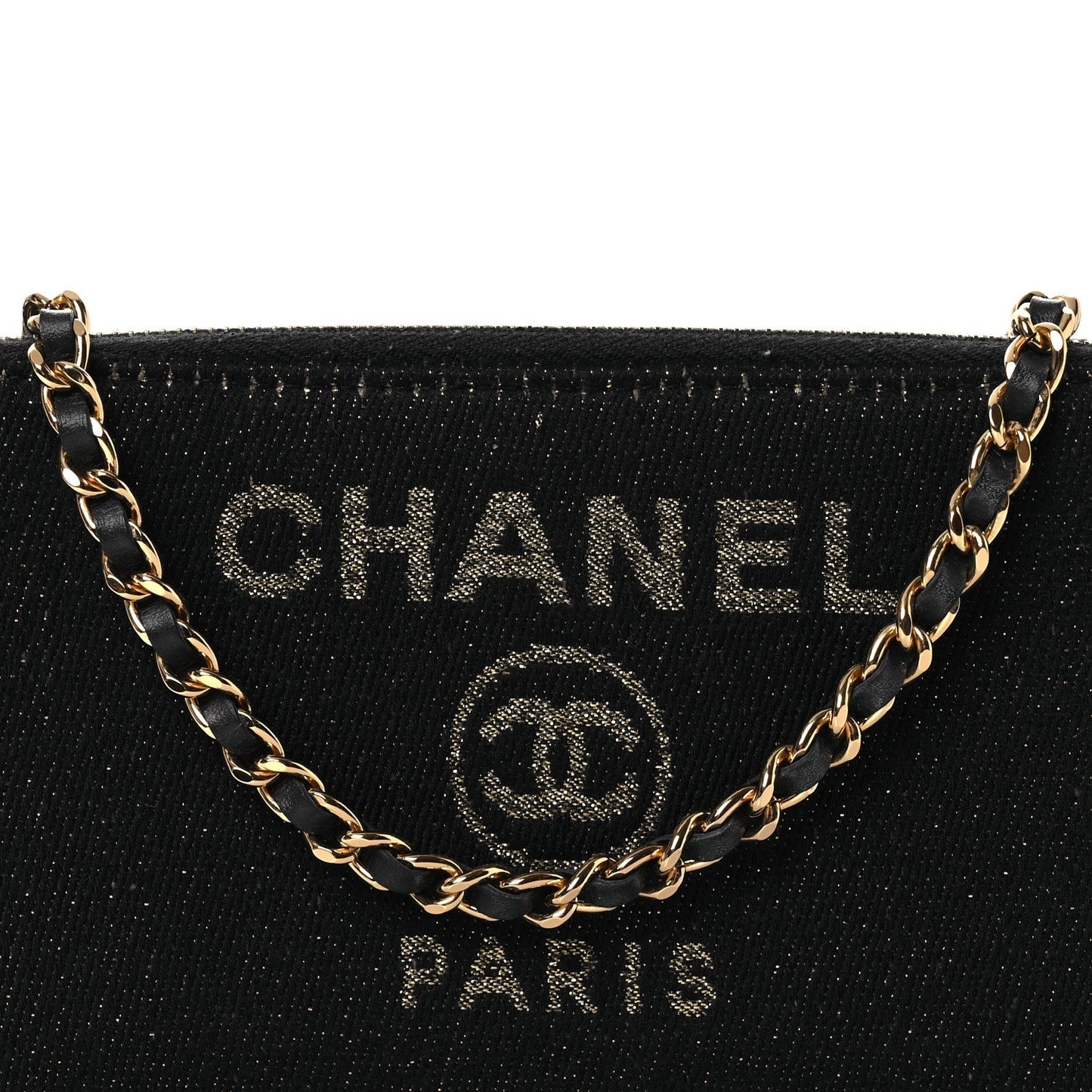 Canvas Small Deauville Clutch With Chain Navy
