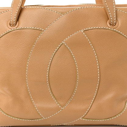 Caviar CC Stitched Medium Tote Beige