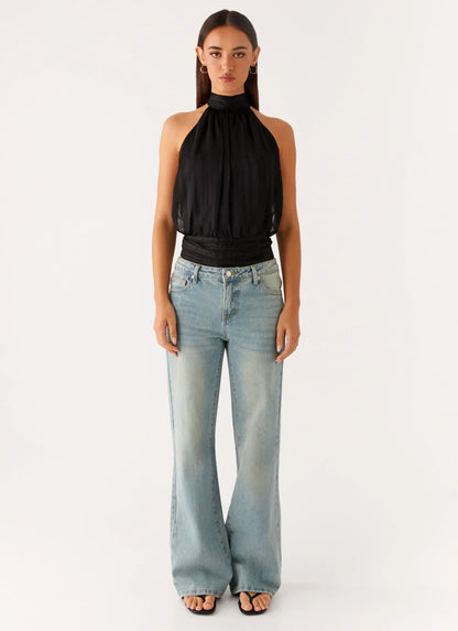 Willow Chiffon Top - Black