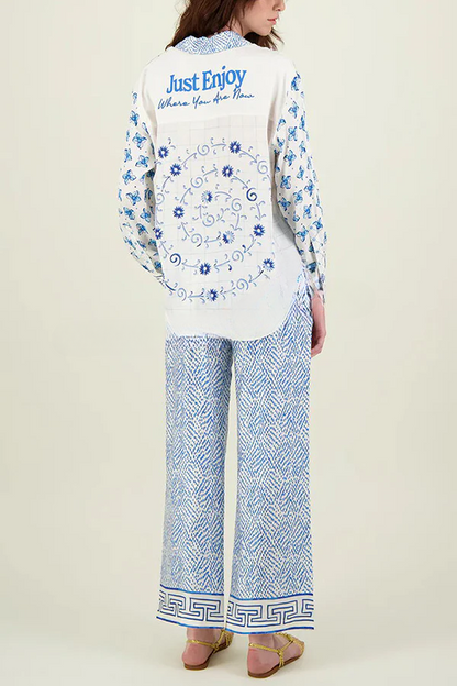 Conjunto de camisa holgada de manga larga y pantalón con cintura elástica con estampado único de dragón estilizado en satén