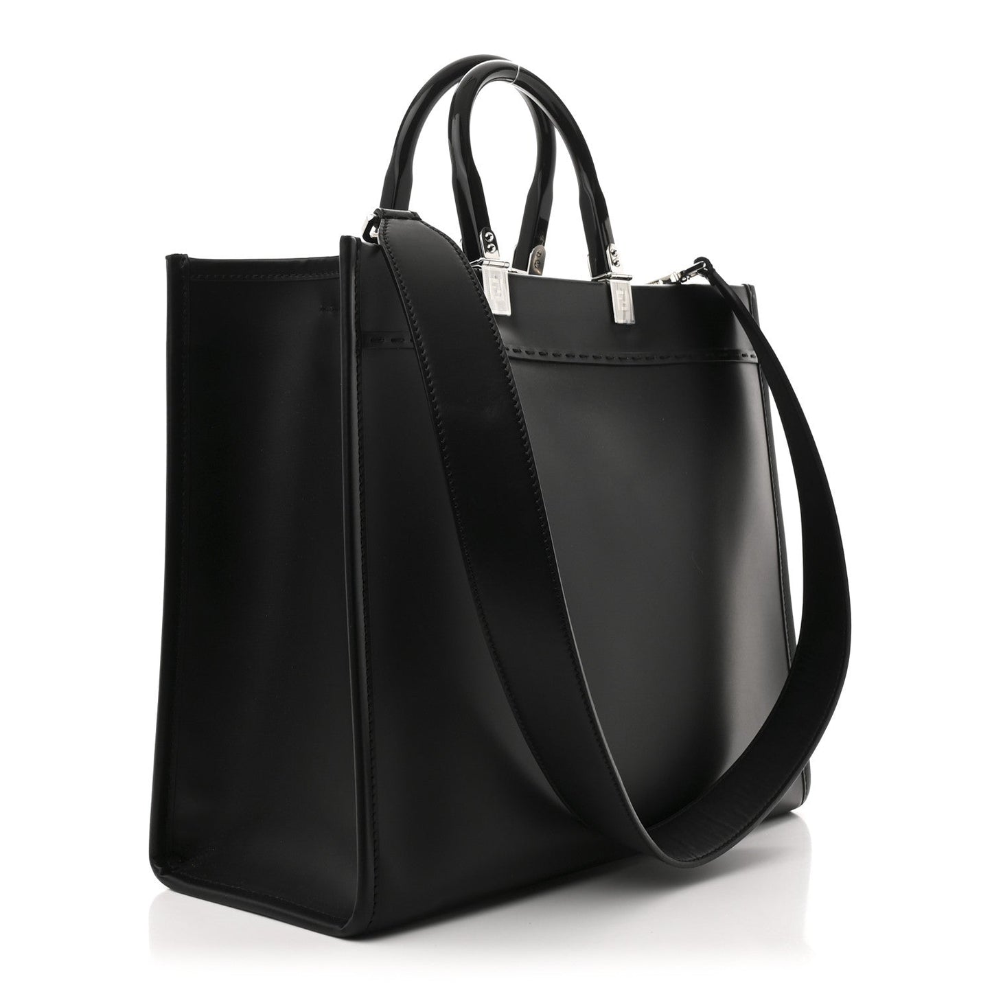 Vitello King Plexiglass Medium Fendi Sunshine Shopper Tote Black White