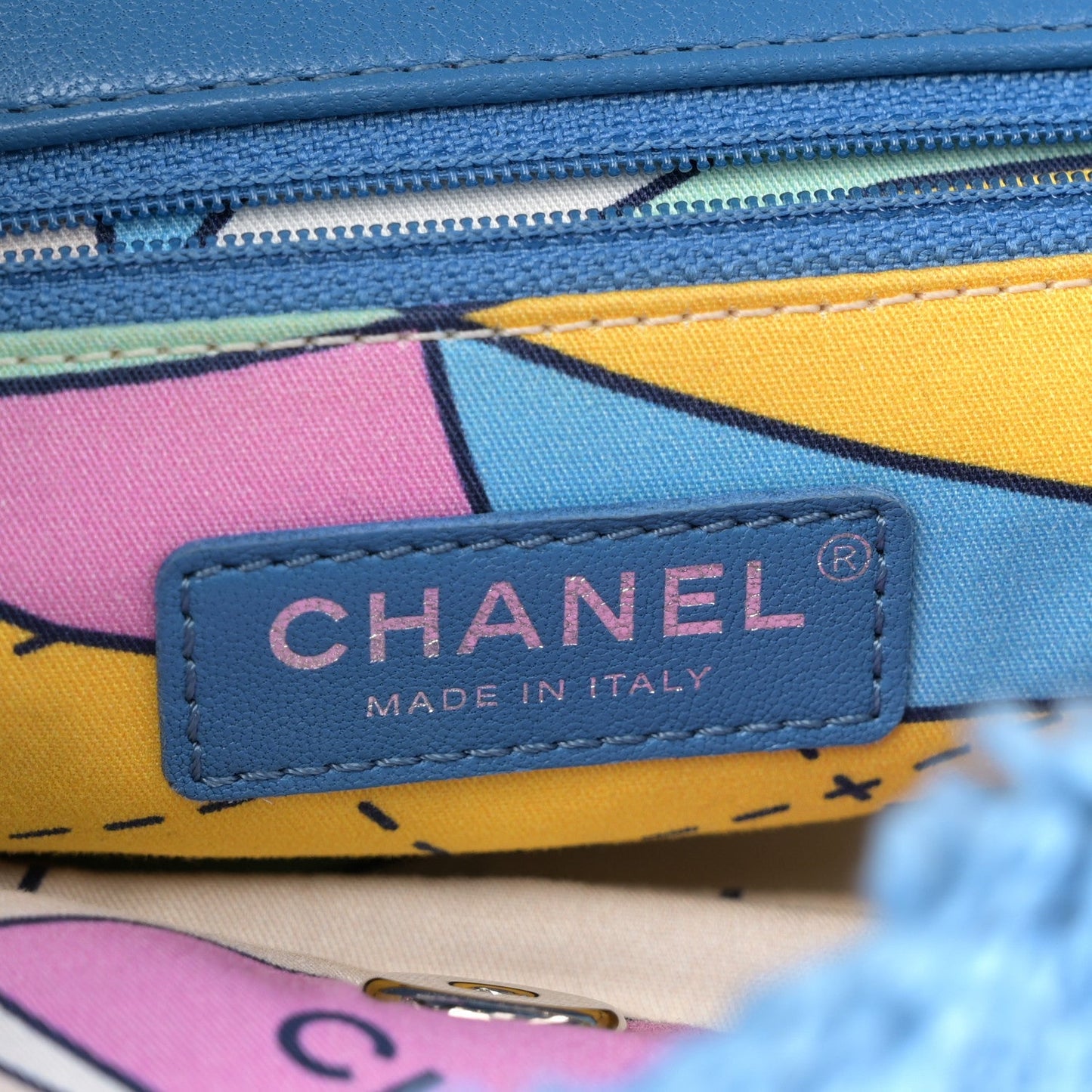 Lambskin Calfskin Mixed Fibers Quilted Small Flap Blue