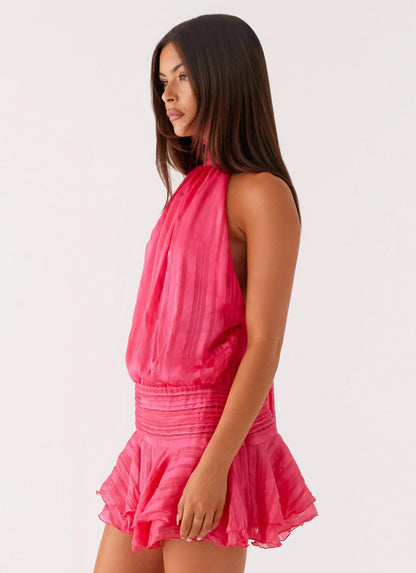 Willow Chiffon Mini Dress - Fuchsia