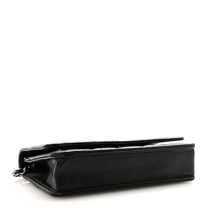Caviar Quilted Wallet on Chain WOC Black