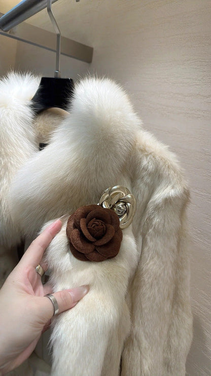 CHANEL 25S SNOW RABBIT FUR COAT 497