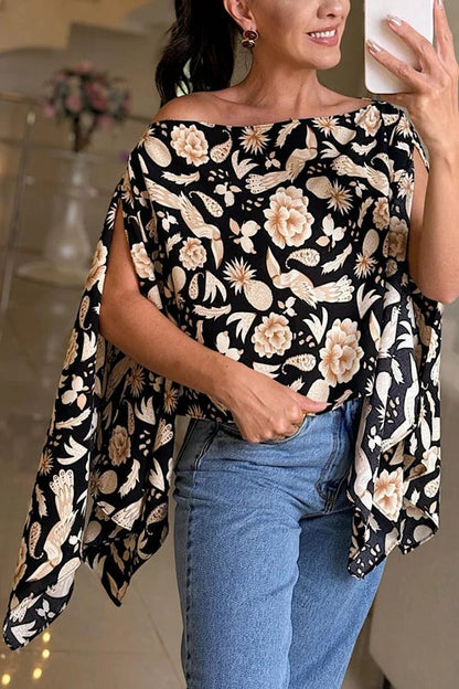 Blusa holgada con mangas murciélago y estampado único de Lisette (incluye top de tubo)