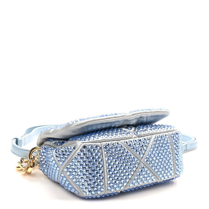 Satin Crystal Mini Bag With Chain Celeste