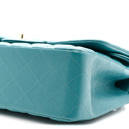 Caviar Quilted Jumbo Double Flap Green