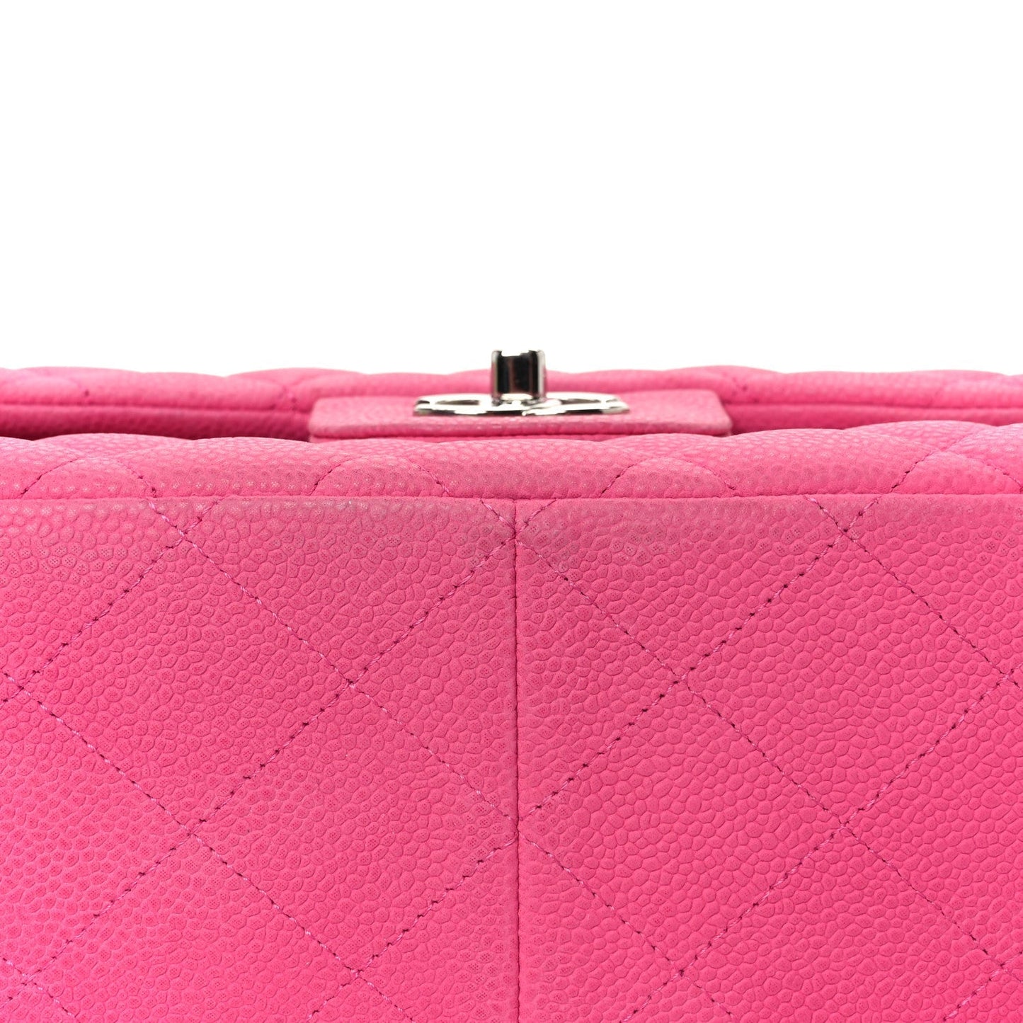 Iridescent Caviar Quilted Jumbo Double Flap Pink