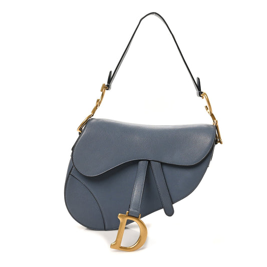 Shiny Goatskin Saddle Bag Cloud Blue