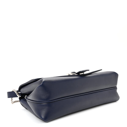 Calfskin Small Front Flap Crossbody Bag Navy Blue