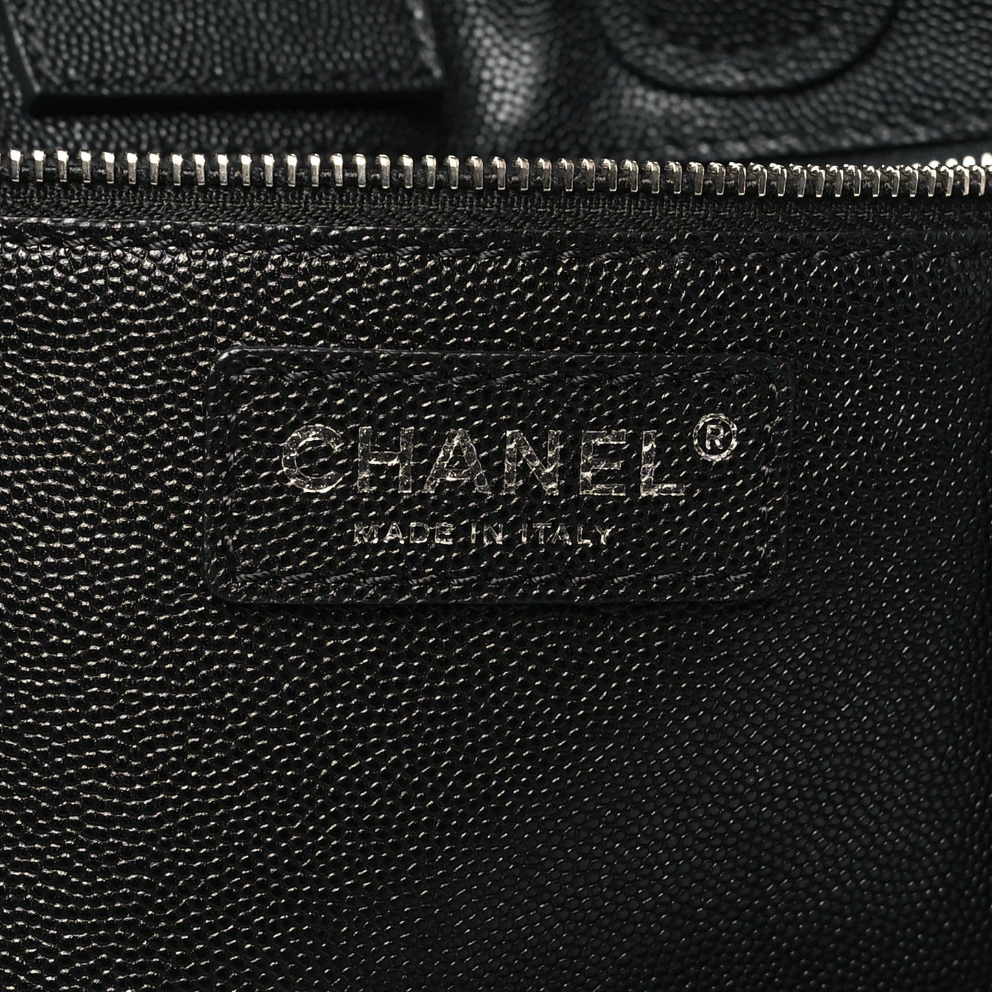 Caviar Stitched Large Lady Coco Shopping Tote Black