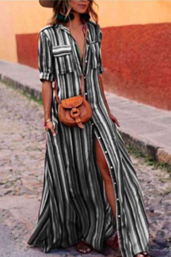 VESTIDO BOHEMIO DE RAYAS MULTICOLOR