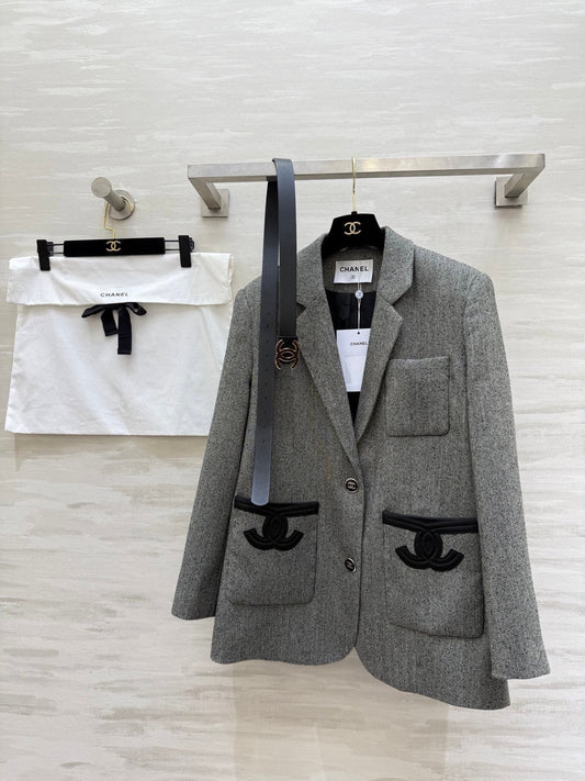 CC 26s Fitted Blazer Grey Wool Blend 352329