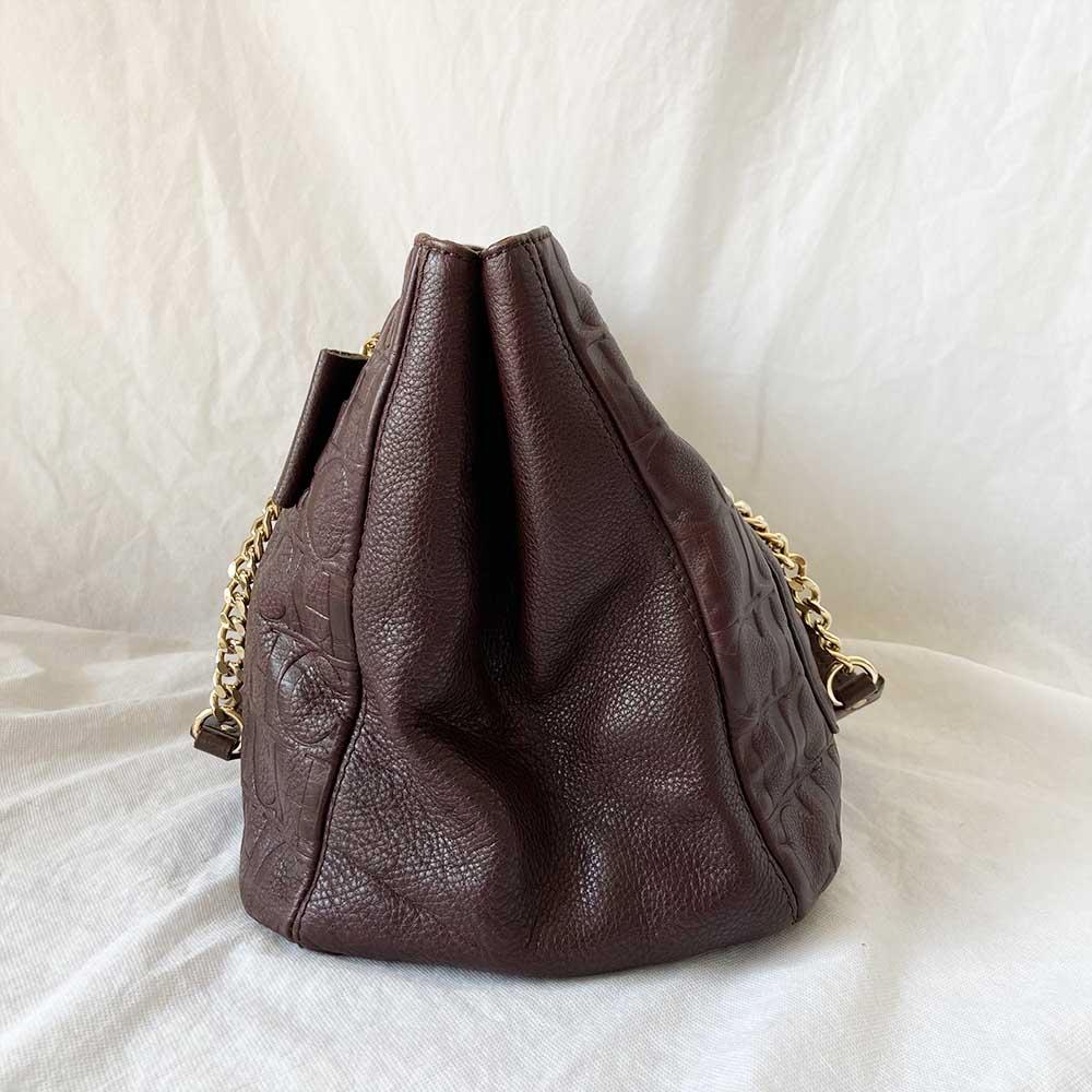 Carolina Herrera Brown Monogram leather Audrey Medium bag