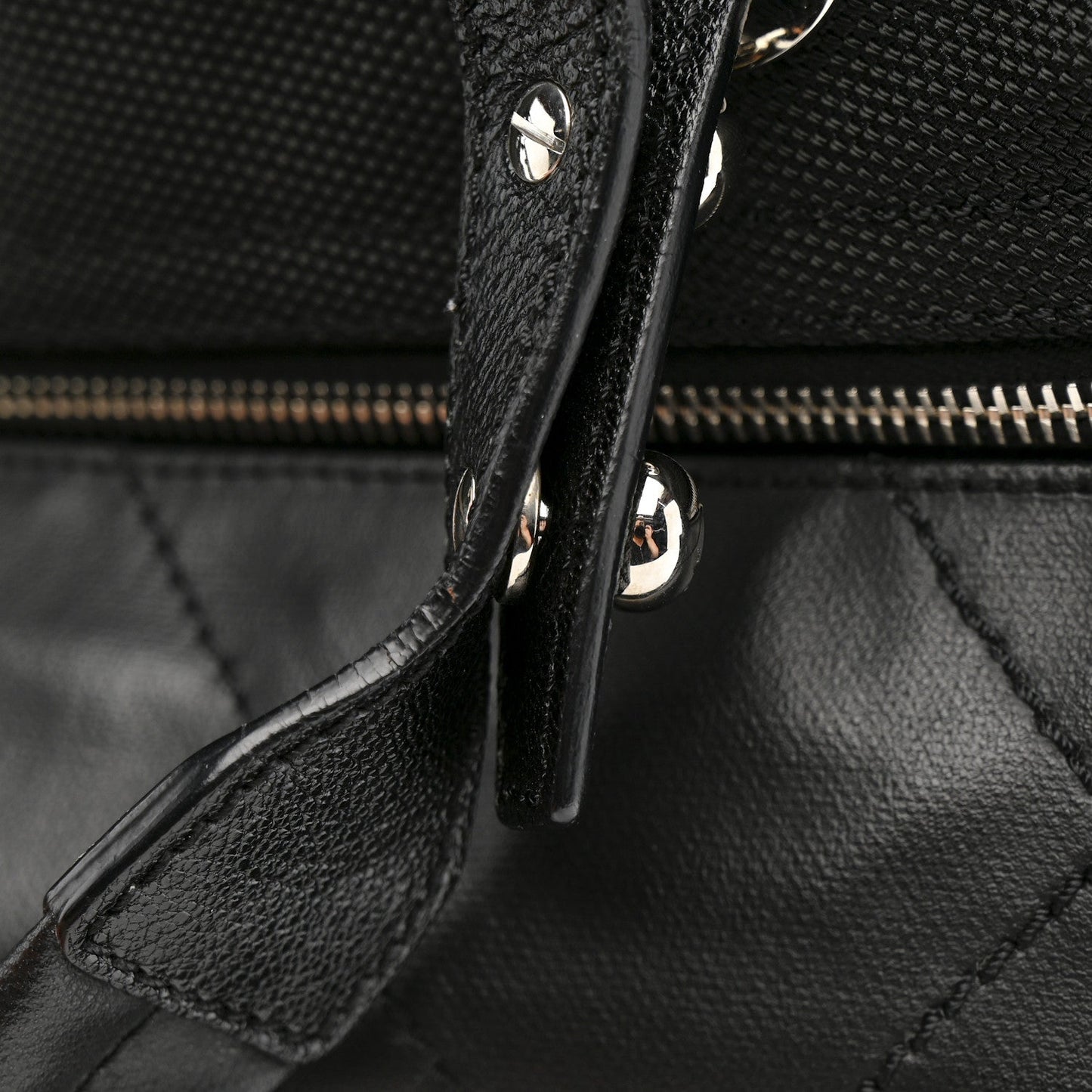 Coated Canvas Quilted Large Paris Biarritz Tote Black
