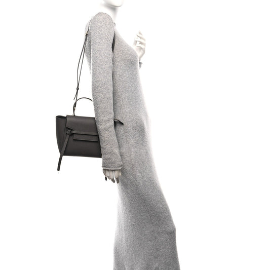 Grained Calfskin Nano Belt Bag Grey