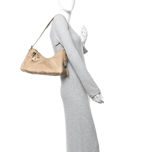 Re-Nylon Vitello Large Aimee Shoulder Bag Cammello