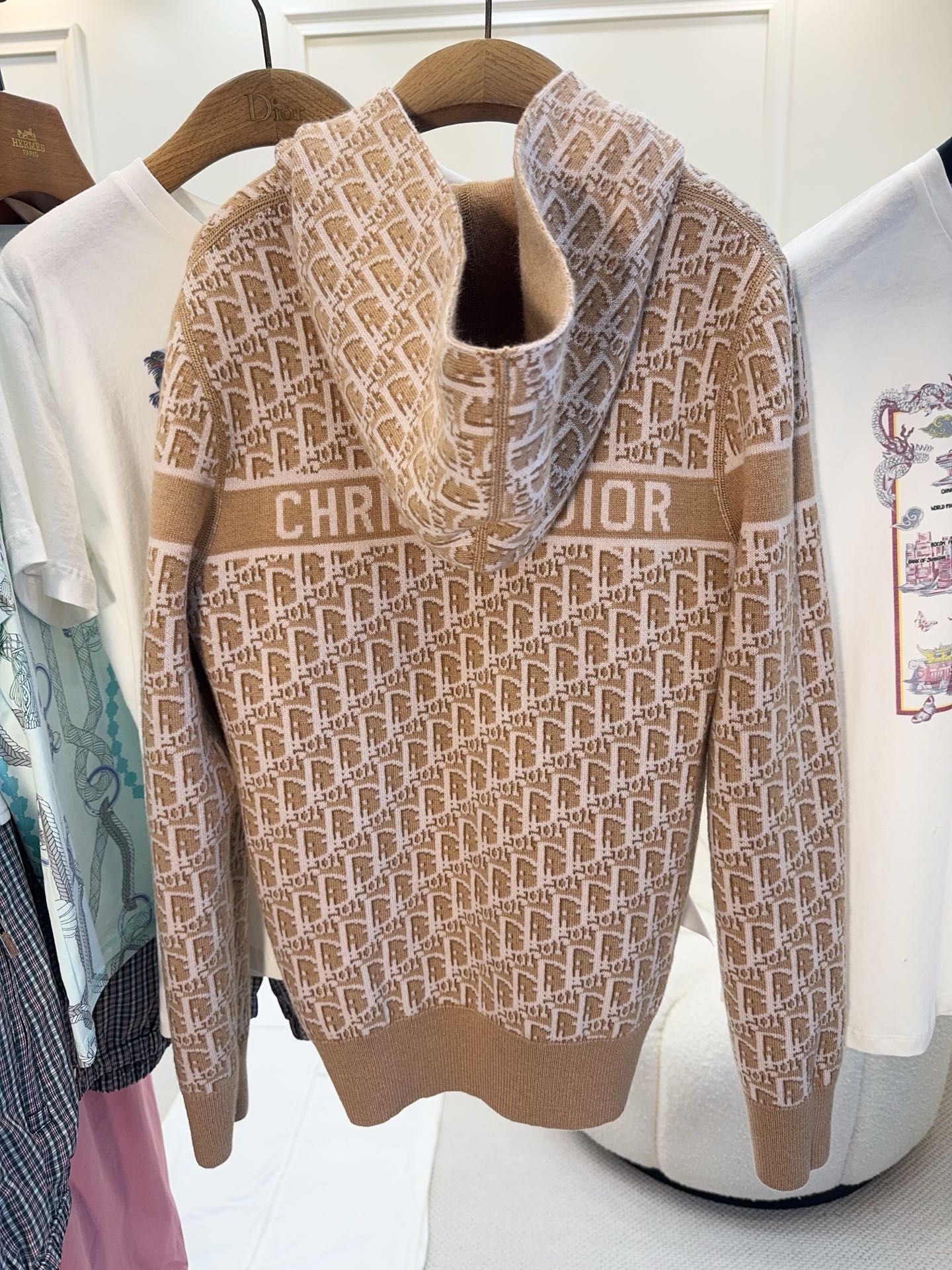 CD 25 Hooded Jacket Nude Beige 2 Sides Cashmere