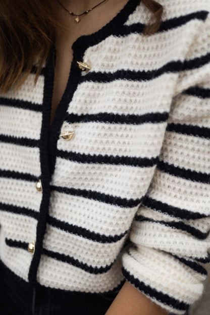 Chaqueta de cuello redondo a rayas MINERVA