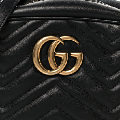 Calfskin Matelasse Small GG Marmont Chain Shoulder Bag Black