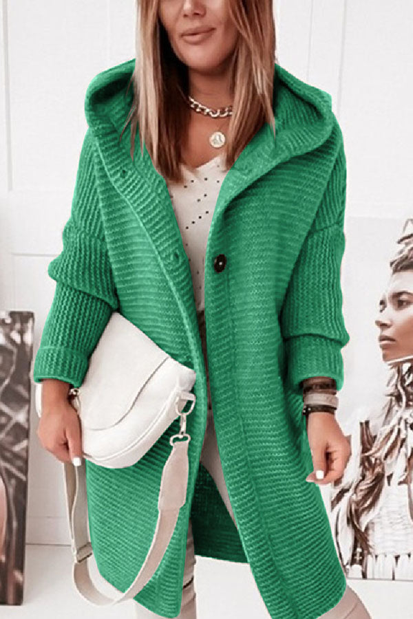 Suéter de punto con capucha y cuello de capucha para mujer