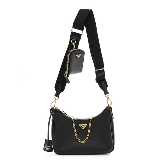 Saffiano Lux Re-Edition 2005 Shoulder Bag Black