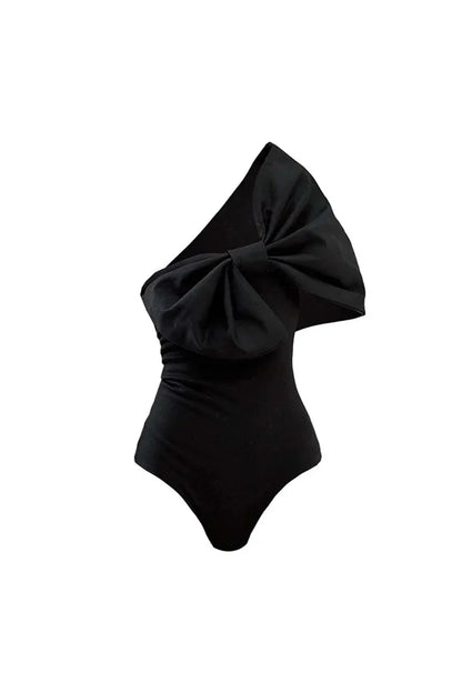 Black and White Bow One Piece Swimsuit Set