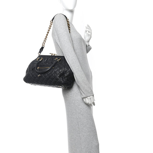 Calfskin Quilted Stam Black