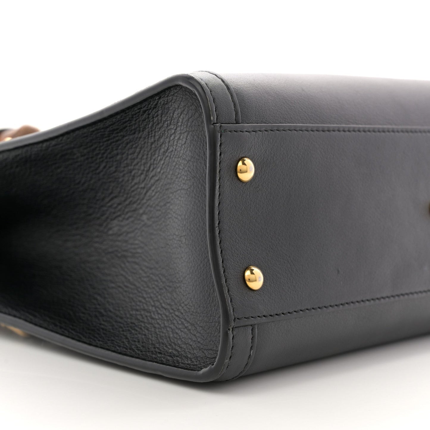 Calfskin Small Diana Tote Bag Black Yellow Fluo