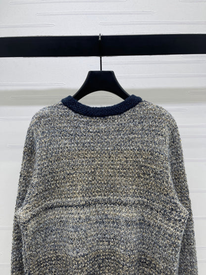 Dior 2025 Cardigan Beige mix Navy Blue Wool 321288