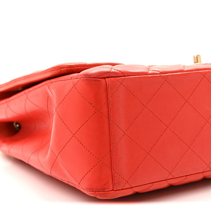 Lambskin Quilted Maxi Single Flap Red