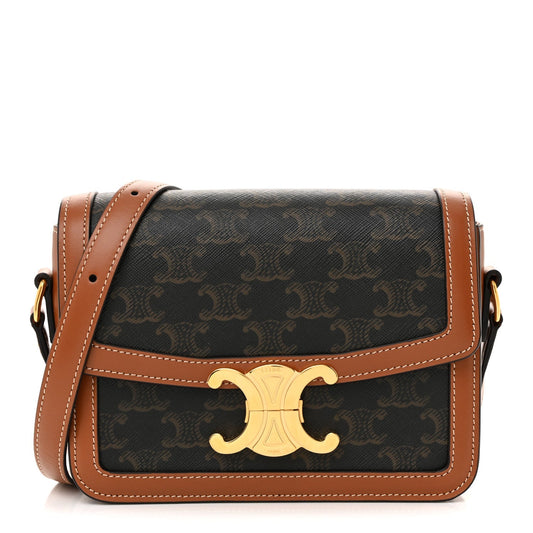 Calfskin Triomphe Canvas Teen Triomphe Bag Tan