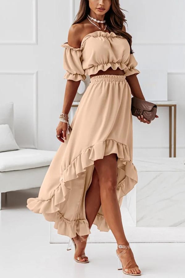 Traje de vestir midi con hombros descubiertos