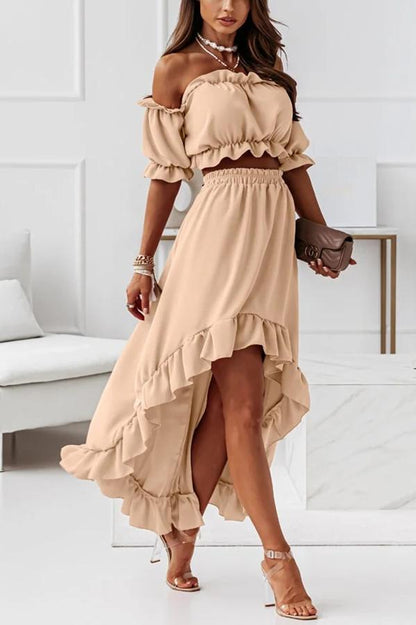 Traje de vestir midi con hombros descubiertos