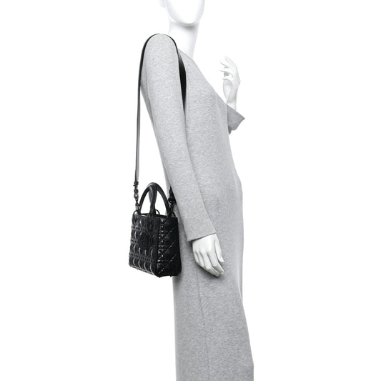 Calfskin Cannage Diamond Small My ABCDior Lady Dior Black