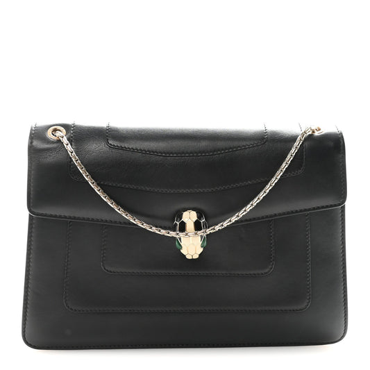 Calfskin Serpenti Forever Crossbody Bag Black