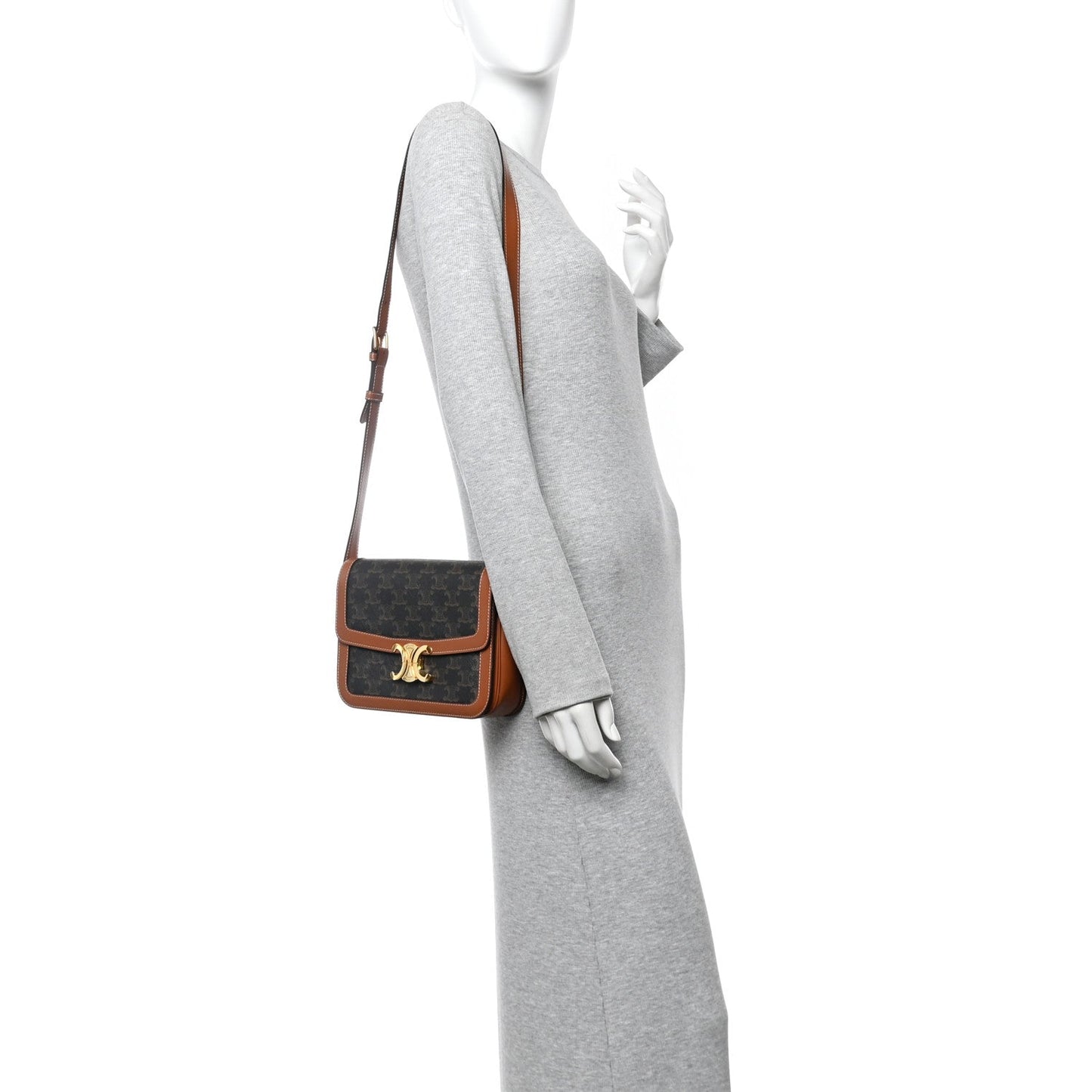 Triomphe Canvas Calfskin Medium Triomphe Bag Tan