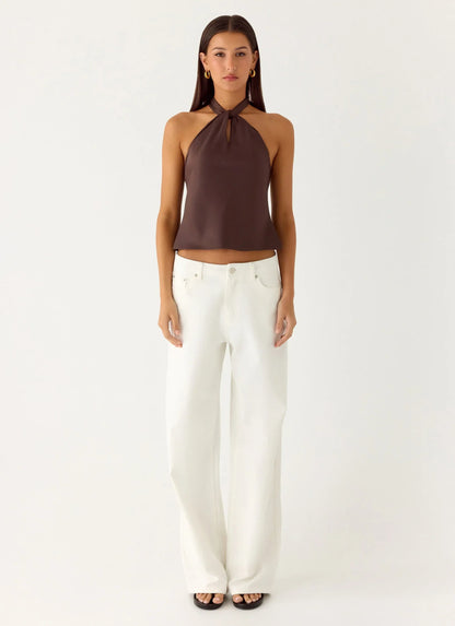 Maddox Scarf Top - Chocolate