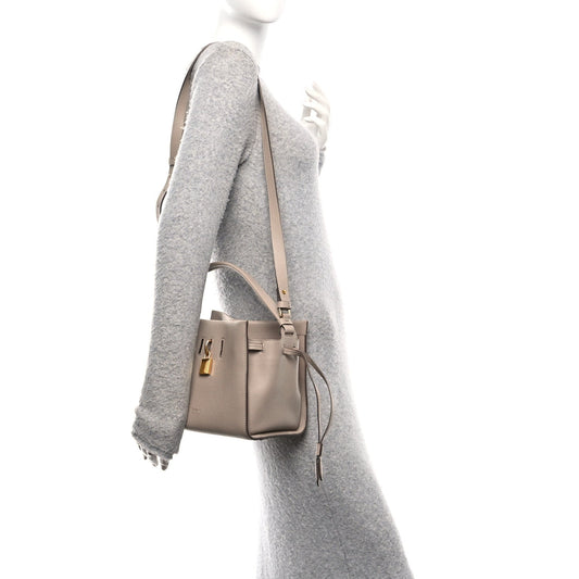 Grained Calfskin Small Padlock Top Handle Beige