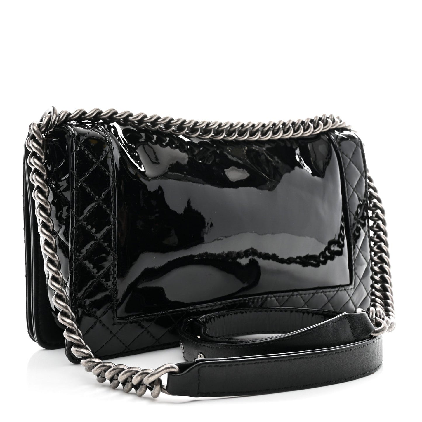 Patent Medium Boy Reverso Flap Black