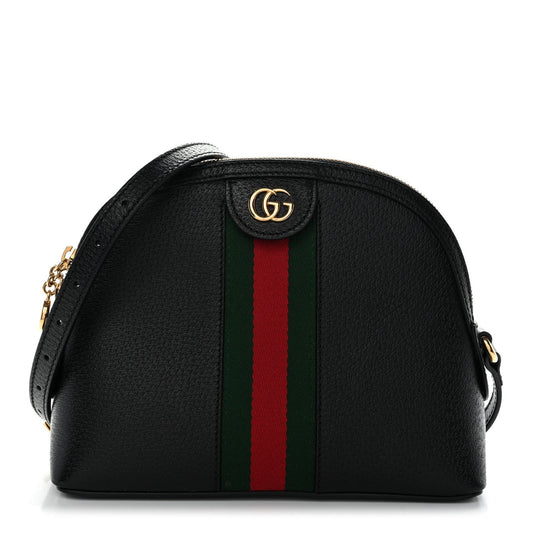 Calfskin GG Web Small Ophidia Dome Shoulder Bag Black