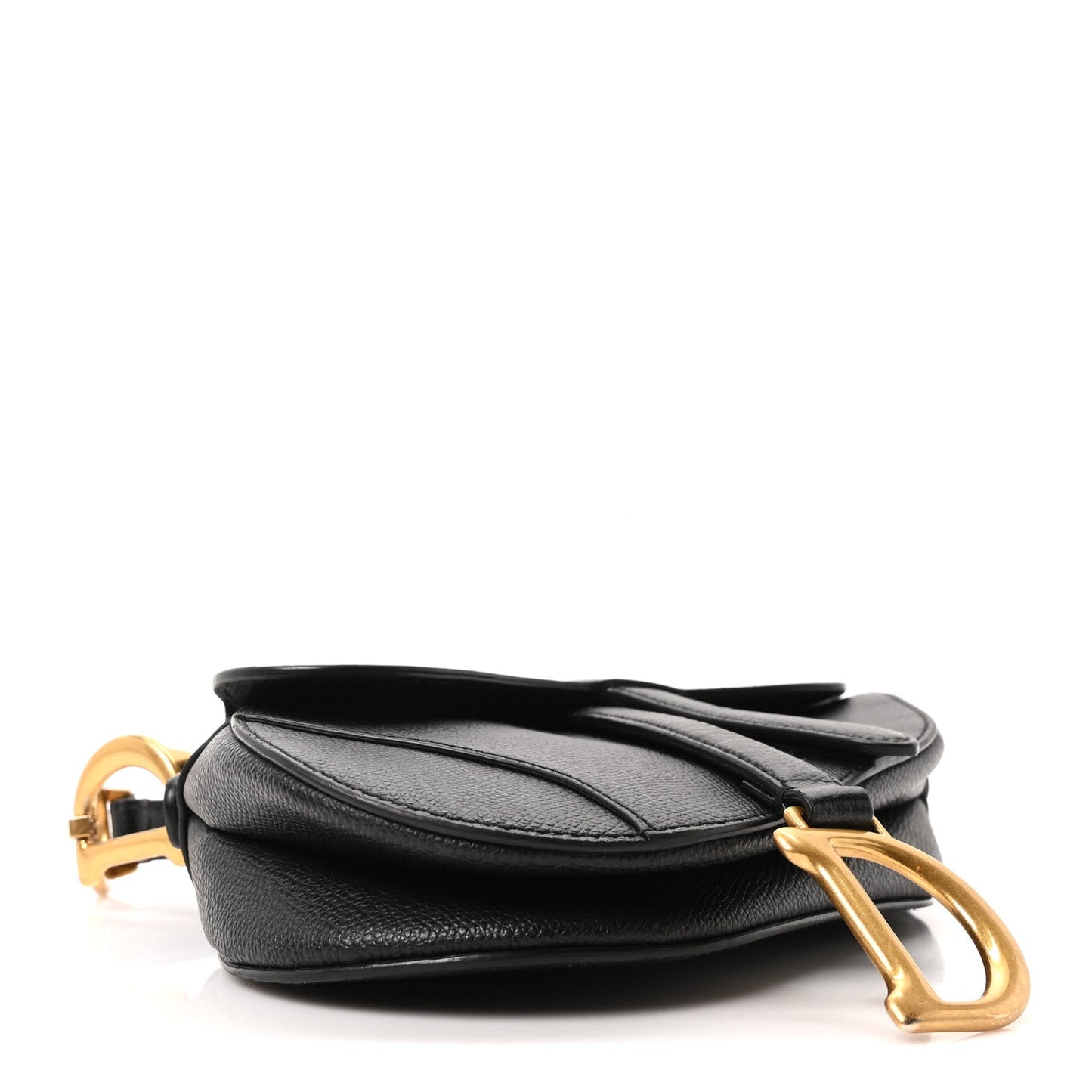 Grained Calfskin Mini Saddle Bag Black