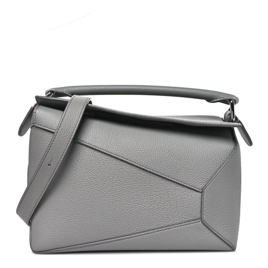 Soft Grained Calfskin Small Puzzle Edge Bag Pearl Grey